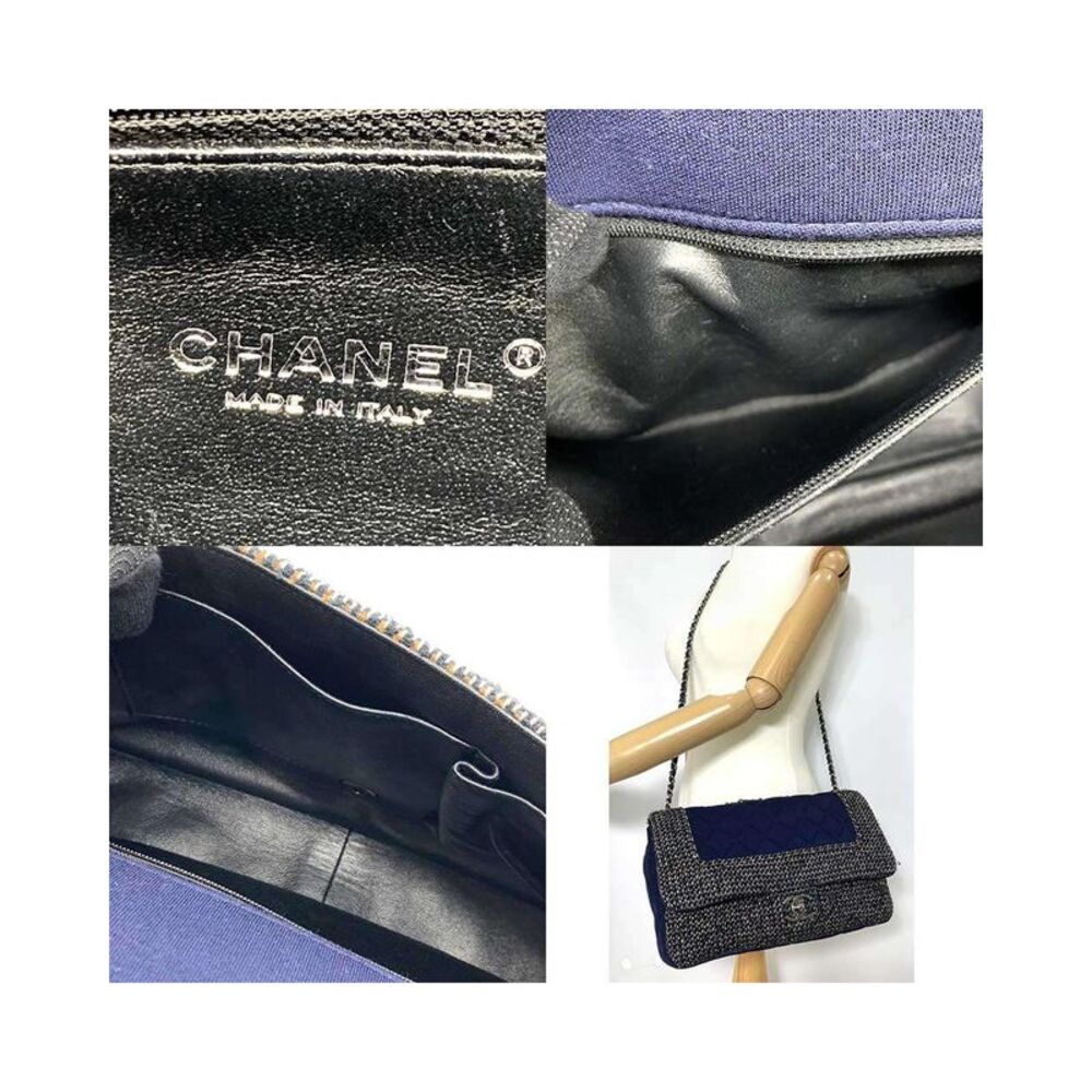 Pre Loved Chanel Matelasse Chain Shoulder Bag in Cotton Jersey Tweed - Picture 8 of 8